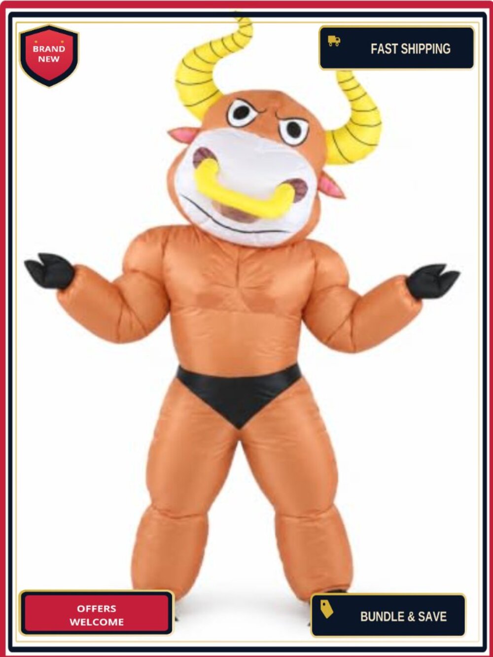 Inflatable Bull Costume Adults Muscle Suit Halloween Cosplay Blow Up